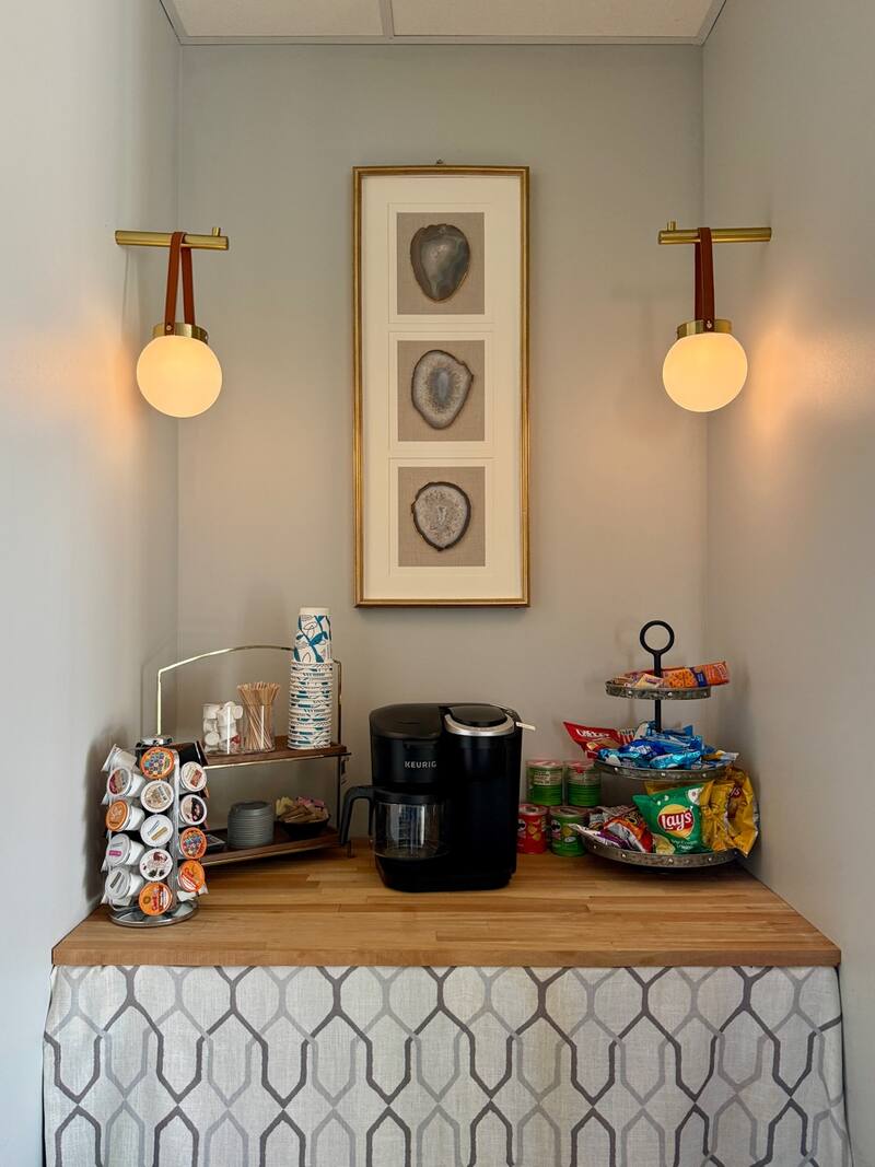 Complimentary coffee bar at Music City Ketamine clinic Franklin Tennessee